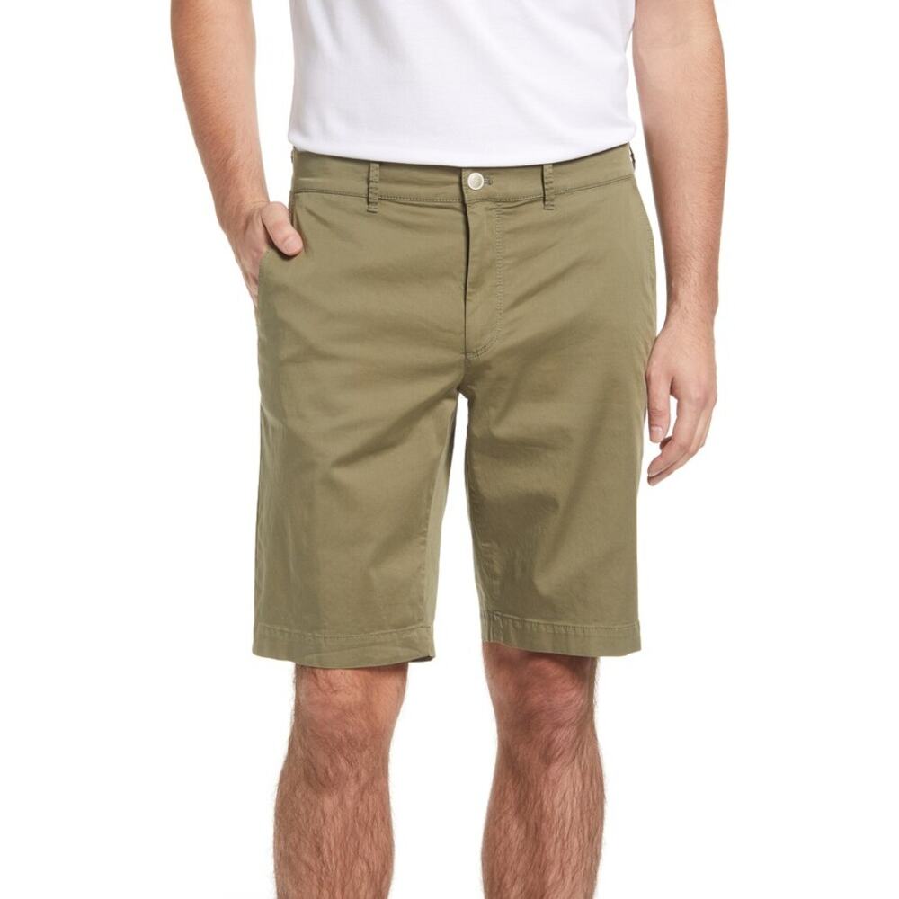 Brax Feel Good Bozen Flat Front Stretch Cotton Bermuda Shorts Green 33 NEW